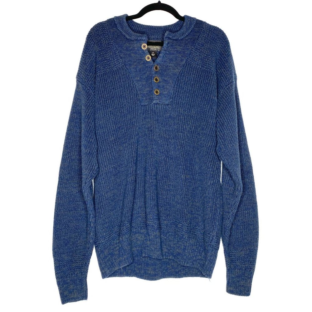 Redhead Blue Knit Henley Sweater